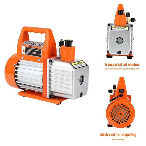 3.5 CFM 110V Single Stage Rotary Vane Vacuum Pump for HVAC Systems Automotive AC Machines EcoExplorer with mesh vent