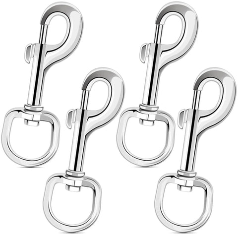 4-pack 3.5 Inch Swivel Eye Bolt Snap Hooks, 154 Lbs Load Capacity, Zinc Alloy, Single Ended Flag Clips, 360 Degree Swivel Trigger Lock