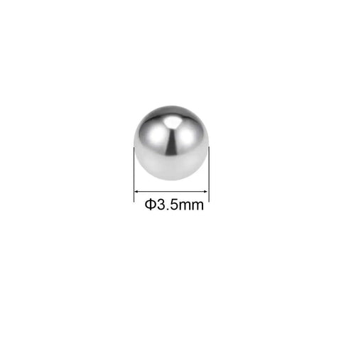 Front view of 3.5mm Bearing Ball in 304 Stainless Steel G100 Precision Grade, smooth surface, used in robotics and machinery.