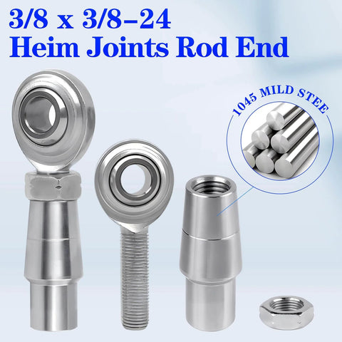 3/8 x 3/8-24 Heim Joint Rod End Kit with RH and LH Threads, Chromoly Joints, Bung, Misalignment Spacers, .058 Wall Tube, 4 Set