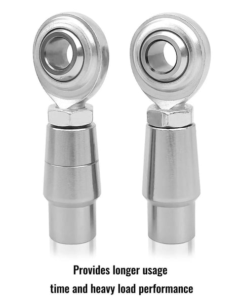 3/8 x 3/8-24 Heim Joints Rod End Kit Economy Set with Right and Left Hand Threads, shown with metal tube adapters and nuts
