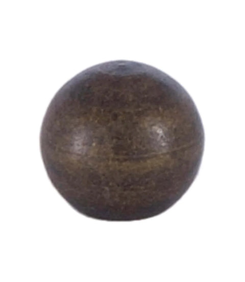 3/8 Inch Brass Ball 8-32 Tap with antique brass finish, spherical view, used for lamp hardware.