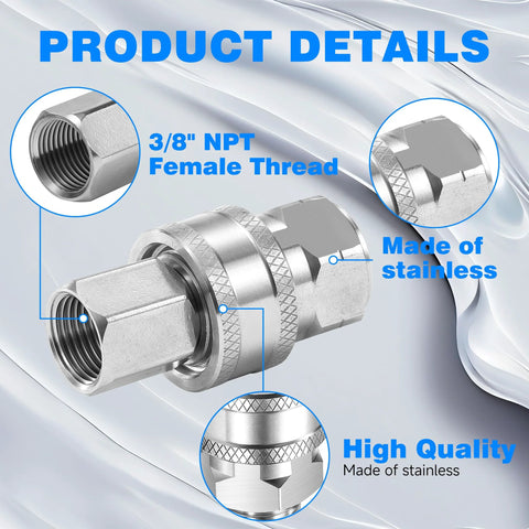 TasuoX 3/8 in NPT pressure washer adapter set, stainless steel, 12-piece quick-connect fittings