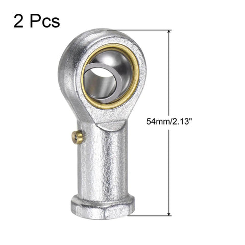 3/8 Inch Female Rod End Bearing With 3/8-24 Right Hand Thread, Self Lubricating Joint, steel, shown with measurements