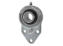 Front view of 3-Bolt Flange Set Screw Single Row Ball Bearing 11/16 in ID, Nickel-Plated Cast Iron Housing, Contact Seal