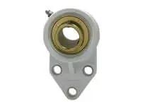3-Bolt Flange Housing Unit 7/8 in Bore Single White Plastic Mount with Zinc Wide Set Screw Insert for Sealed Ball Bearing