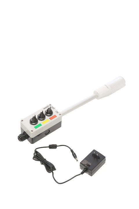 3 Color LED Andon Tower Light With Buzzer And ABB Selector Switch Red Yellow Green On Off 6 Ft Mean Well Power Adapter
