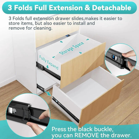 Push To Open Soft Close Drawer Slides Set 1 Pair Two Thirds Full Extension Side Mount Ball Bearing Runners Black Finish installed