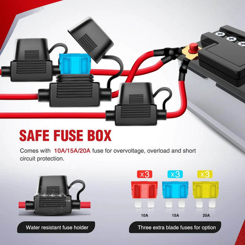 Safety fuse box for 12V LED Light Bar Wiring Harness Kit With 3 Gang Rocker Switch Panel On Off Power Relay And Inline Fuse