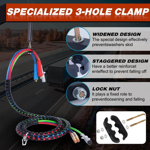 20 Inch Double Tender Spring Kit With 3-In-1 Hose Holder And 3-Hole Clamp Holder For Heavy Duty Semi Truck Air Lines Kit on road
