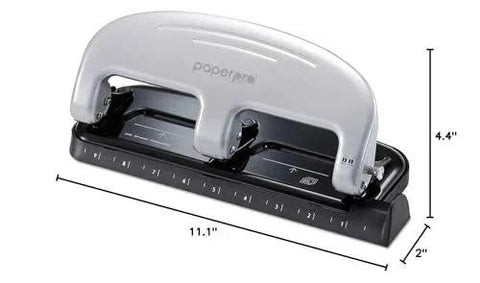 EZ Squeeze 3 Hole Punch 20 Sheet Capacity No Jam Technology Reduced Effort Metal Body Integrated Ruler