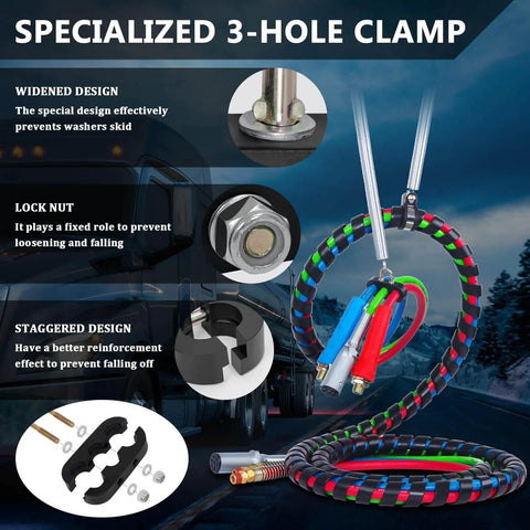 Heavy Duty Tender Spring Kit For Semi Trucks With 3 In 1 Hose Holder And 3 Hole Clamp Holder 25 Inch Air Lines Kit
