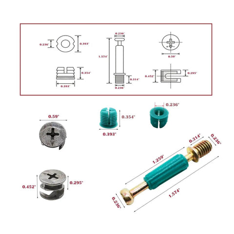 Effortless furniture assembly with a 50 set 3 in 1 cam lock hardware kit, featuring dowels, pre inserted nuts and cam lock nuts