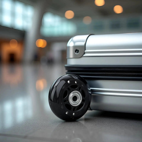 3 Inch Caster Wheels With 608ZZ Bearing 76x24x8mm Silent Black Transparent PU Replacement Wheels for luggage carts installed close-up