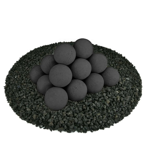 3 Inch Ceramic Fire Balls 20-Pack Modern Accessory for Indoor and Outdoor Fire Pits or Fireplaces – Brushed Concrete Look | Midnight Black