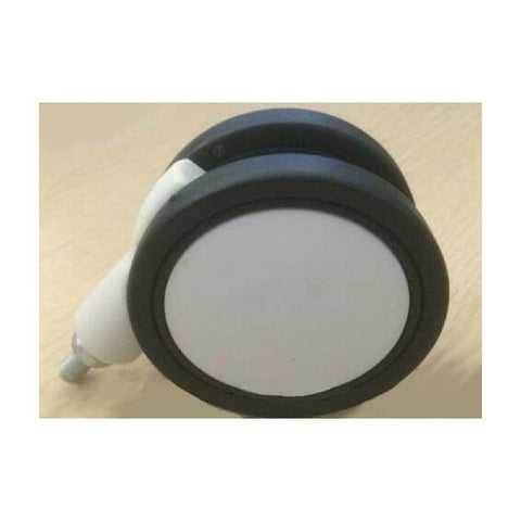 3" Black-White Twin Wheels Swivel Caster - M8 Threaded Swivel Stem
