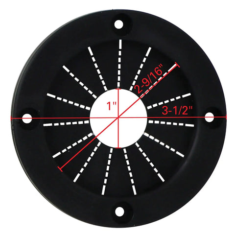 Front view of Rigging Grommet 3 Inch Black For Boats And Docks With Rugged Rubber Center And Durable Plastic Ring Protects Lines