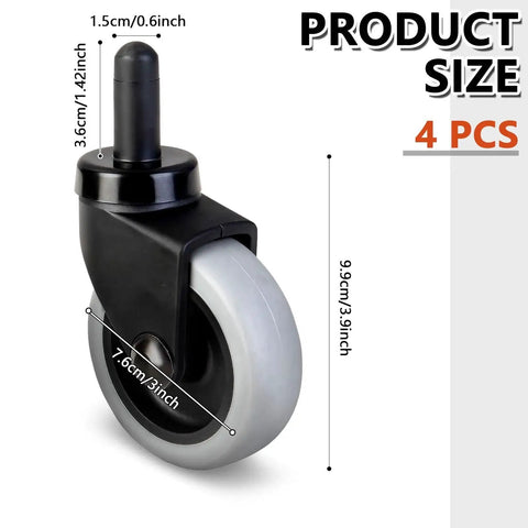3 Inch Mop Bucket Casters Replacement Set Of 4 Non Marking TPR Caster Wheels With Grip Ring Stem for WaveBrake models