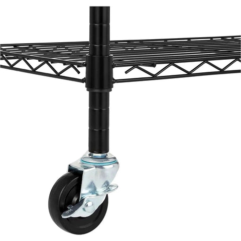 3 Inch Heavy Duty Caster Wheels With 1 Quarter Inch Thread Stem Set Of 4 For Wire Shelving Furniture And Carts Durable Polyurethane And Steel Construction Replacement Wheels For Home Office Shop Carts And Shelving Units installed on wire shelf