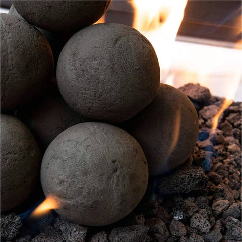 3 Inch Ceramic Fire Balls 20-Pack Modern Accessory for Indoor and Outdoor Fire Pits or Fireplaces – Brushed Concrete Look | Midnight Black