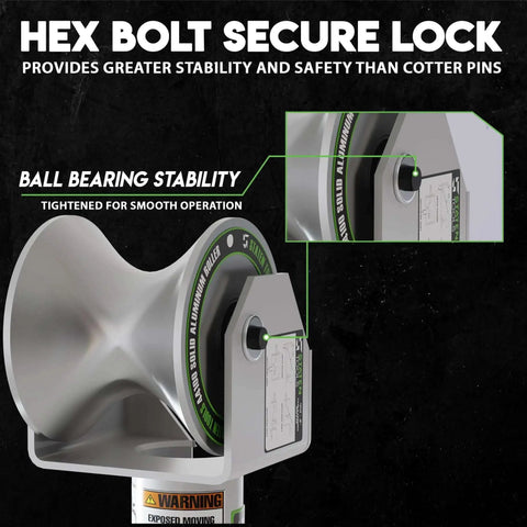 3 Inch Feeding Sheave For Greenlee Tuggers 640 6801 6001 And More, Aluminum Bearing Spin System showing hex bolt secure lock