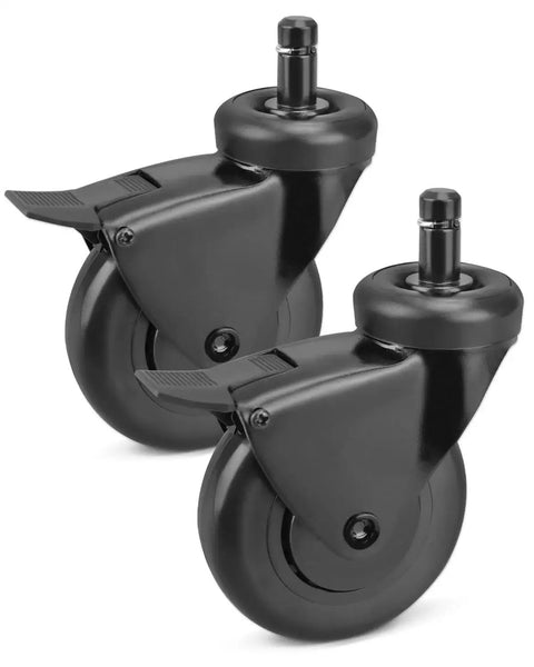 3-Inch Rubber Heavy-Duty Grill Wheel With Brake, 2-Piece Caster Wheel Replacement For Pellet Grills Including Timberline 1300 850
