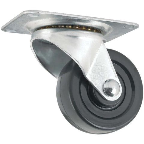 3 Inch Heavy Duty Rubber Caster Wheel with Swivel Top Plate, Single Plate Mount Caster, 225lb Load Capacity showing wheel and mount