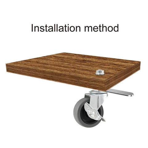 Installation method for 3 Inch Locking Swivel Stem Caster Wheels Set of 4 with 3/8-16 x 1 Threaded Stem on wood surface