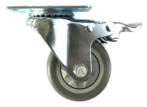 3" Inch Medium Duty Caster Wheel 176 pounds Swivel and Upper Brake Thermoplastic Rubber Top Plate - VXB Ball Bearings