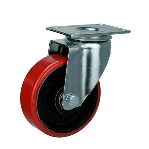 3" Inch Medium Duty Caster Wheel 220 pounds Swivel Iron and Polyurethane Top Plate - VXB Ball Bearings