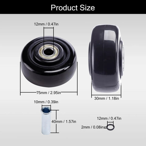 3 Inch Caster Wheels 4 Pack Heavy Duty PU Board Caster For Cart Dollies Replacement Wheels dimensions and axle size