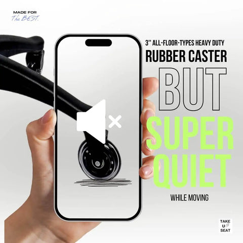 Amp up your productivity with a whisper-quiet 3-inch heavy-duty rubber caster, perfect for rugged workhorse stools, ensuring smooth mobility.