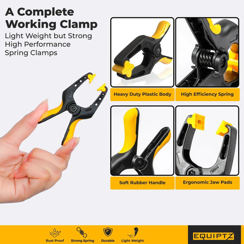 Spring Clamps For Backdrop Stands And Tarps 3 Inch Jaw Clamps with non detachable jaw pads and rubber handle.