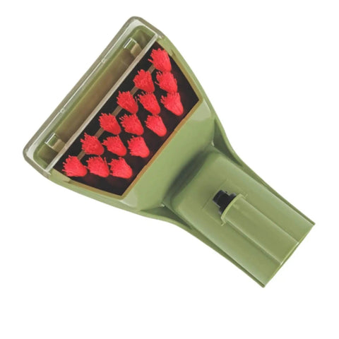 Close-up of a 3-Inch Tough Stain Brush Tool for Upright and Portable Carpet Cleaners with red bristles for pet stains and dirt.