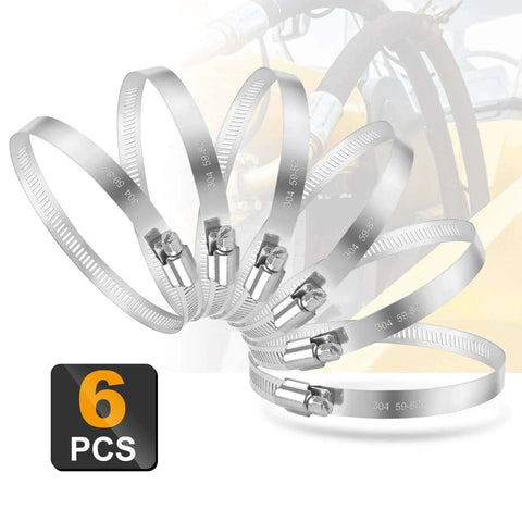 Six pack of three inch hose clamp adjustable 304 stainless steel duct clamps worm gear for automotive mechanical and agricultural use