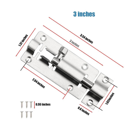 20 Pack 3 Inch Stainless Steel Barrel Bolt Latch Set With 6 Screws For Indoor Doors And Gates Silver Sliding Bolt Lock