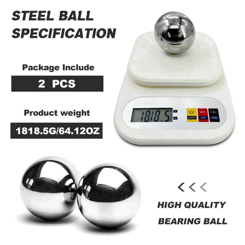 2 Pieces 3 Inch Ball Bearing Steel Balls 76.2mm Precision Solid Balls With Polished Finish on scale showing weight