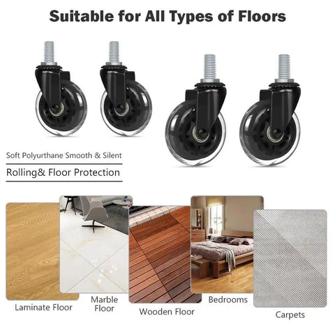Three Inch Stem Casters Set Of Four With M10 By Twenty Millimeter Metric Threaded Stem Heavy Duty Wheels For Furniture