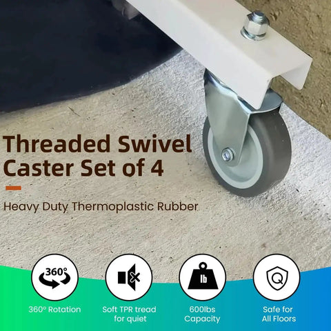 Heavy Duty 3 Inch Swivel Stem Casters Set Of 4 With Threaded Five Sixteenth Inch 18 UNC By One And One Half Inch Rubber Wheels