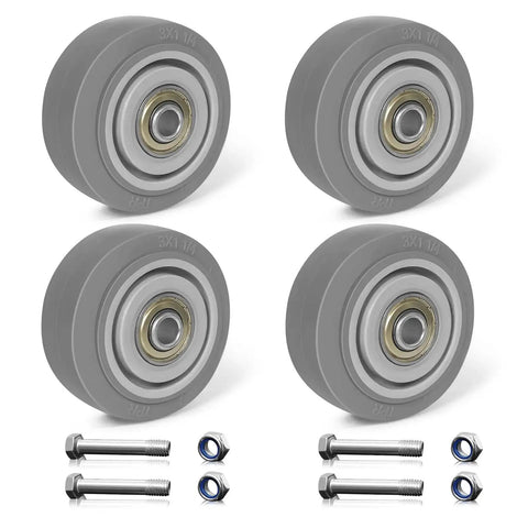 3 Inch Thermoplastic Rubber Caster Wheels Set Of 4 Silent Heavy Duty Casters With 1200 Lb Capacity Non Marking Gray Tread