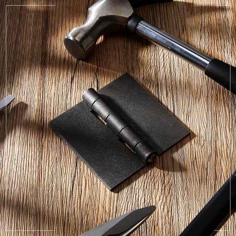 Close-up of one 2 Pieces 3 Heavy Duty Weldable Hinges 12 Ga Welding Long Lasting Steel Butt Hinge on wooden surface