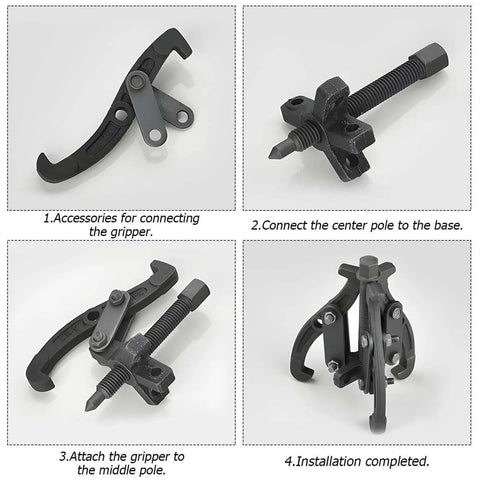 3 Jaw Inner Bearing Puller, Pilot Bearing Gear Puller for Auto with Reversible Jaws, Heavy Duty Gear Extractor Tool installation steps.