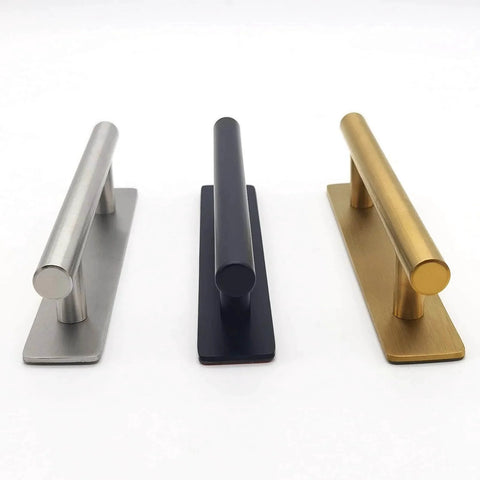 5 Inch Self Adhesive Cabinet Handles Set Of 4 No Drill Door Pulls Modern Stainless Steel Gold Finish shown in different colors