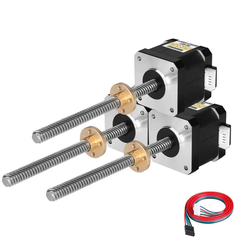3 Pack Nema 17 Stepper Motor TR8x8 200mm with T8 Lead Screw 2 Phase 1.8° High Torque 0.44Nm for 3D Printer, DIY Robot, CNC