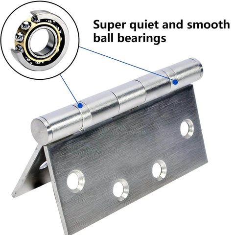 Close-up of 3-Pack Heavy Duty Commercial Door Hinge with Silent Steel Plain Bearing, 4.5 inch X 4.5 inch, 3 mm Stainless Steel
