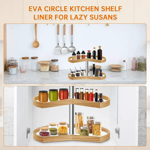 2 Pack 26 Inch Lazy Susan Shelf Liner With Upgraded Composite Materials Circle Liner For Kitchen Cabinets Non Adhesive Mats