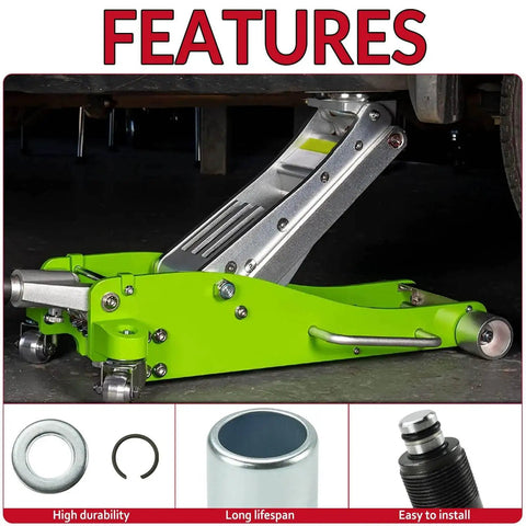 3 Ton Floor Jack Replacement Parts Kit For Dual Pump Hydraulic Jacks Including Horizontal Double Pump Piston Plunger Washers And Retaining Ring Restore Full Power And Smooth Lifts displayed with features and components