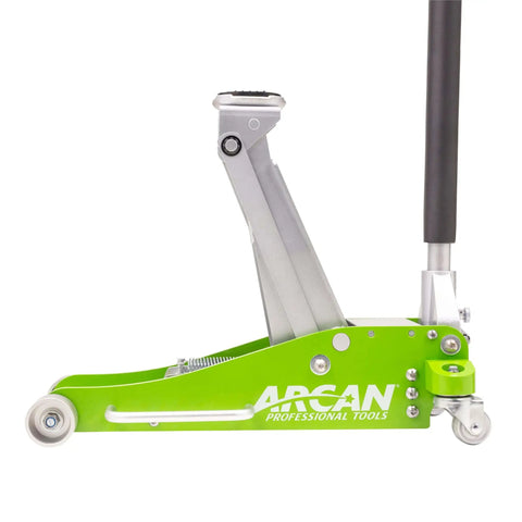 3-Ton Hybrid Aluminum And Steel Low Profile Floor Jack With Dual Pump Pistons, Reinforced Lift Arm, side view