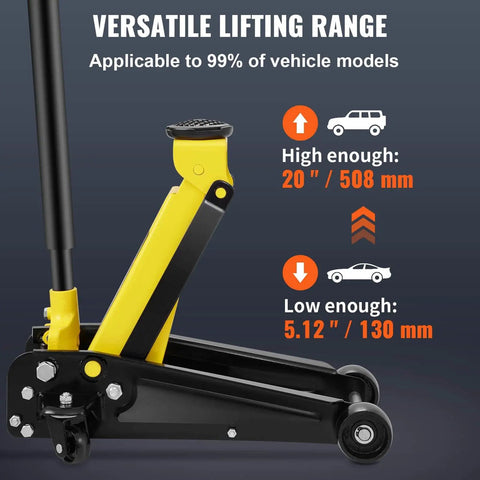 3 Ton Low Profile Floor Jack With Quick Lift Pump For All Terrain Vehicles And Cars Heavy Duty Steel Racing Jack lifting range