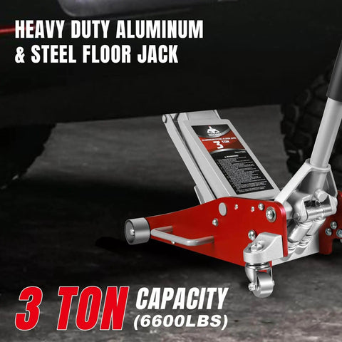 Low Profile 3 Ton Racing Floor Jack With Dual Pistons Quick Lift Pump For SUVs And Trucks Aluminum And Steel Construction